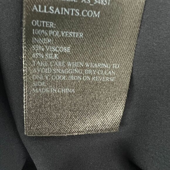 AllSaints 10 Black Roder Shift Dress Japanese Cloth Silk Viscose Minimalist - Picture 6 of 13